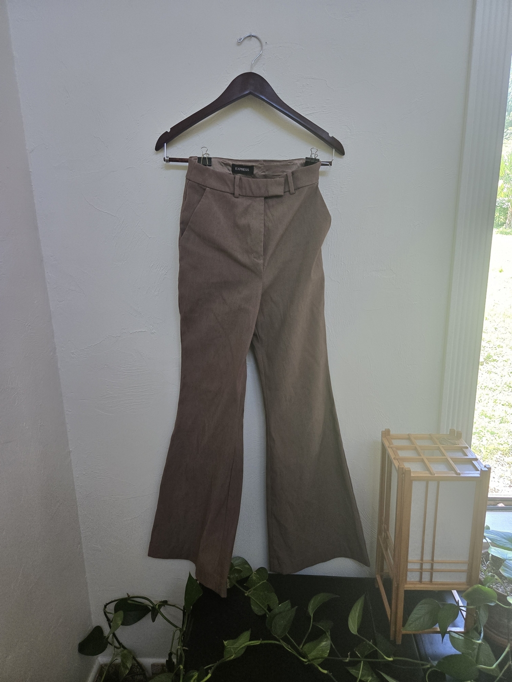 Express High-Rise Wide-Leg Pants — Taupe